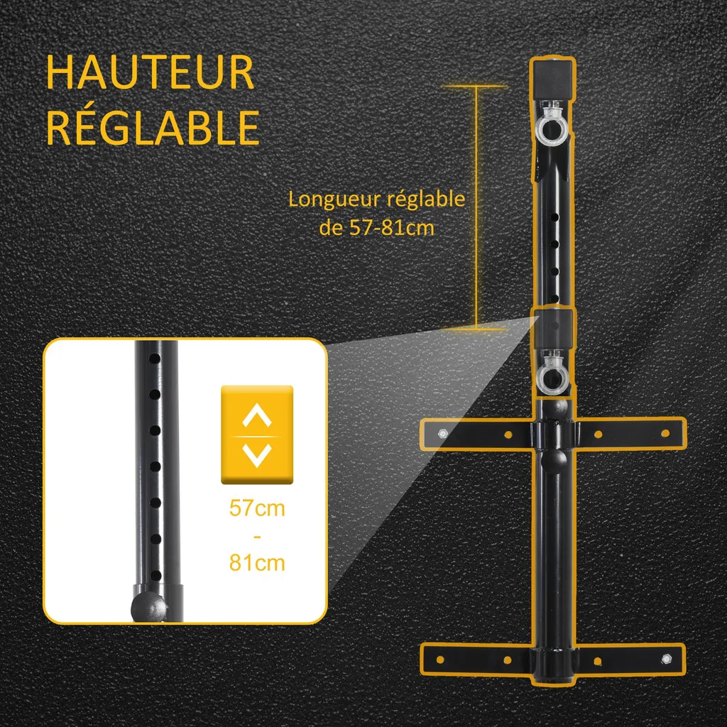 Support de Boxe Robuste en Acier HOMCOM - Hauteur Ajustable Max 100kg - 4