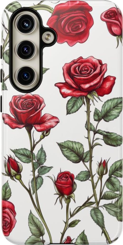 Rote Rosen im botanischen Muster – Hülle Kompatibel mit Samsung Galaxy S24