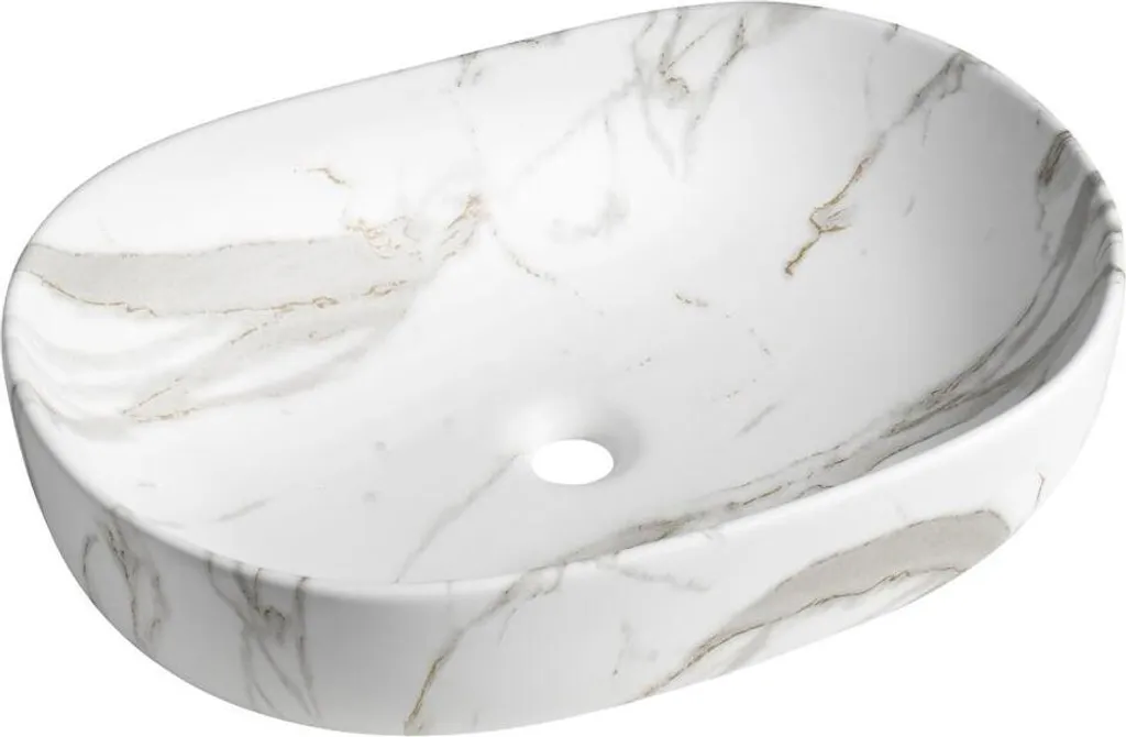 Lavabo céramique Bianco Carrara CALEO, vasque rectangulaire 60 cm