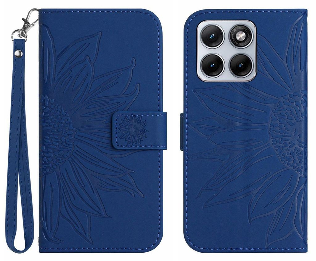 Motorola Edge 70 Fusion Hülle - Coverup Sonnenblume Klapphülle mit Schlüsselband - Blau