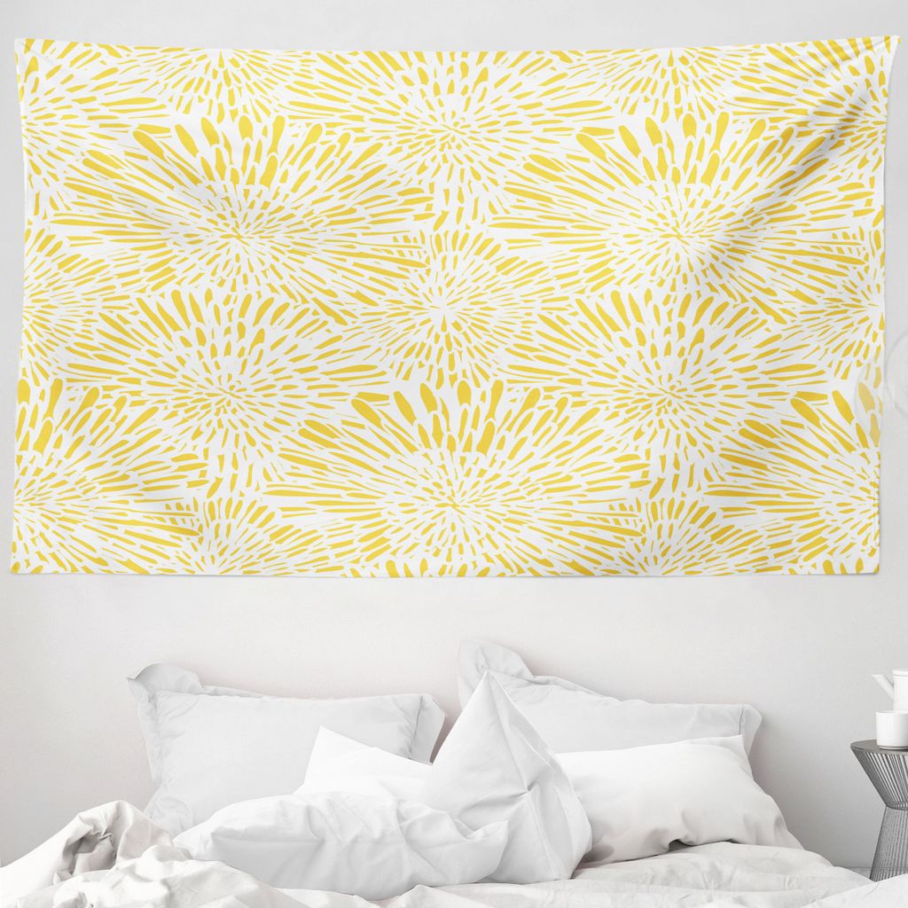 ABAKUHAUS Gelb Wandteppich, Löwenzahn Astern Zusammenfassung aus Weiches Mikrofaser Stoff Waschbar ohne Verblassen Digitaldruck, 230 x 140 cm, Gel...