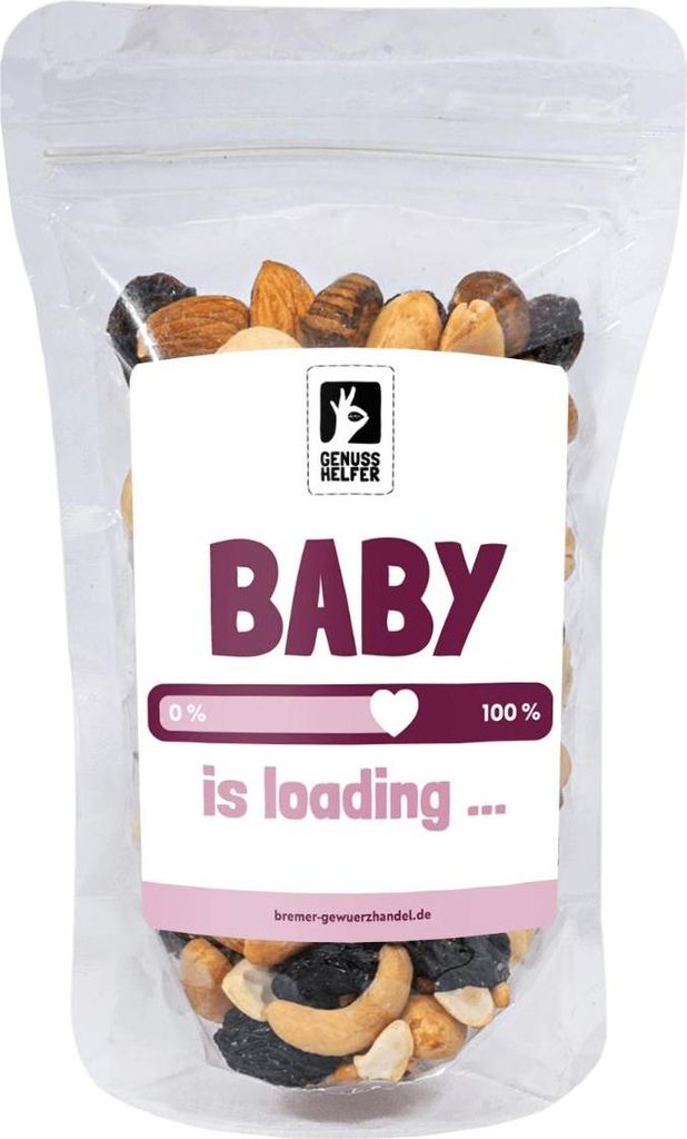 GeNUSSmischung Nachwuchs is loading, Nussmix, Studentenfutter mit Spruch, 175g