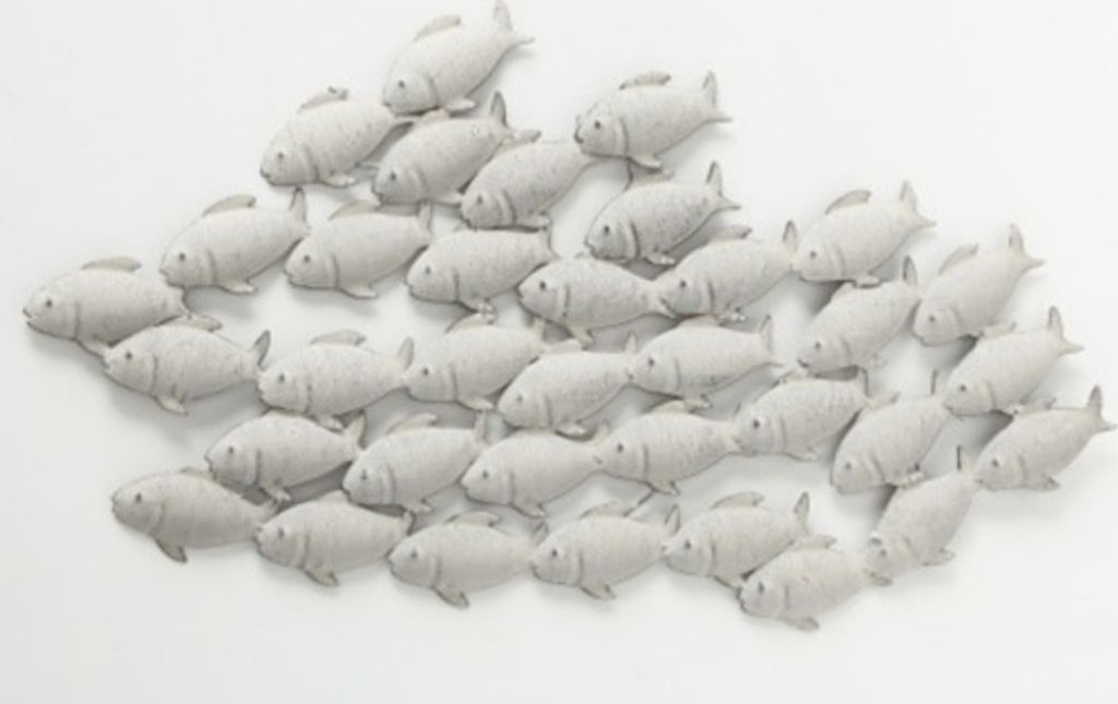 Wandobjekt Wandbild Wanddeko Fischschwarm grau Eisen L 97 Produktbild 14