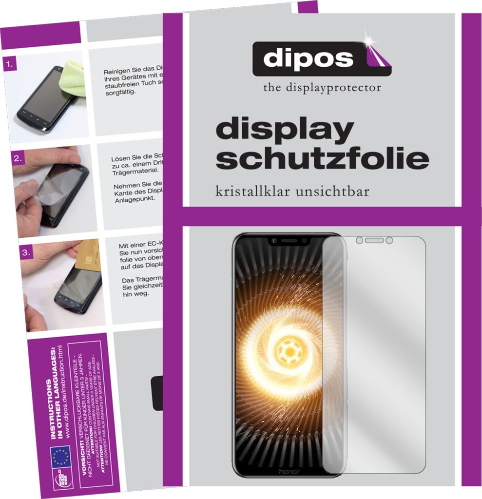 6x Schutzfolie für Honor Play klar Displayschutzfolie Folie Display Schutz dipos