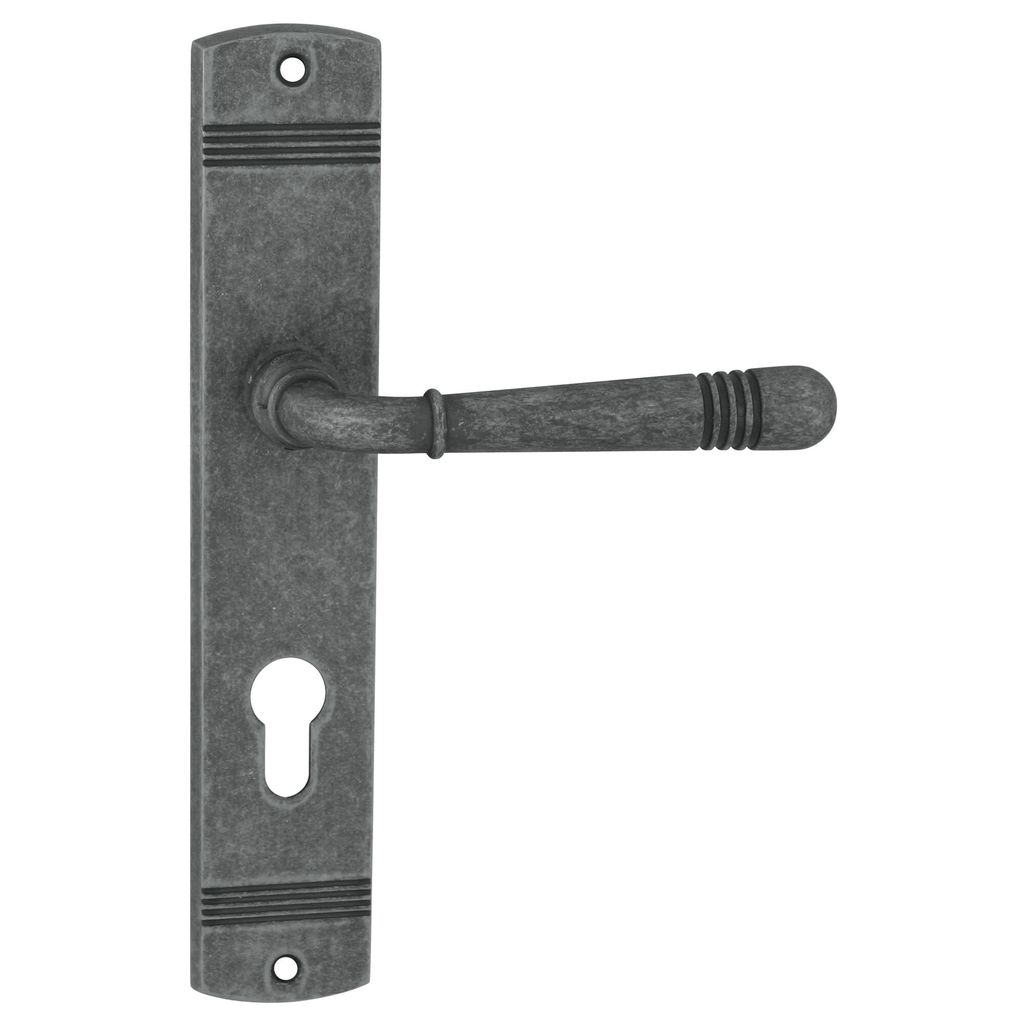 Domino Türbeschlag Langschildgarnitur, Antikes Nickel, Produktbild 