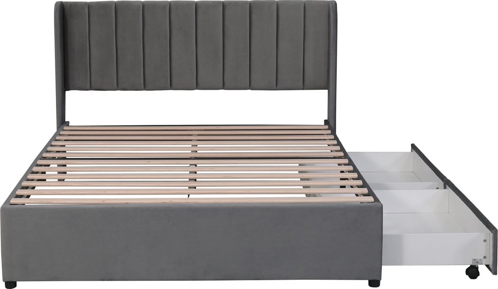 Merax Polsterbett 160x200cm mit Lattenrost und 2 Produktbild 