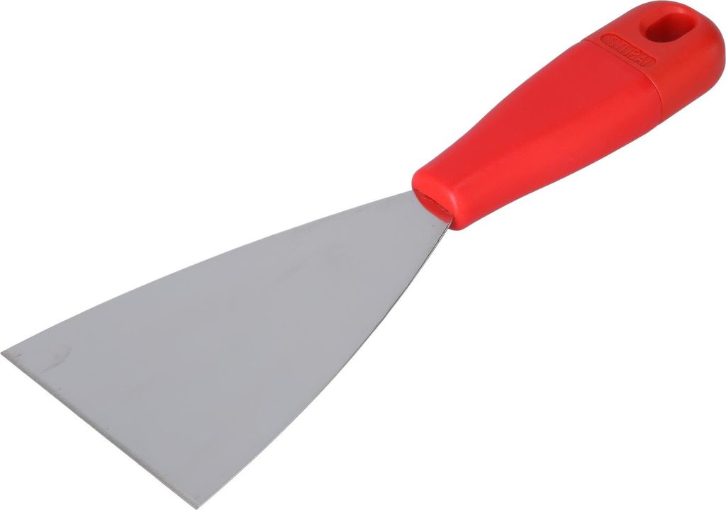 STUBAI Reinigungsspachtel rostfrei mit rotem Heft 80 mm