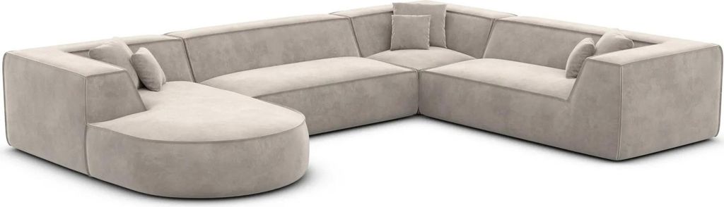 Samtstoff U-Form XXL Wohnlandschaft Liberia Sand Links
