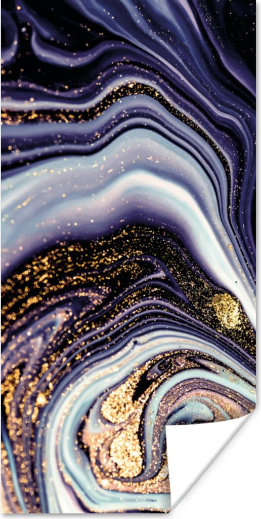 MuchoWow Poster Marmor - Lila - Luxus - Marmoroptik - Glitzer 20x40 cm - Plakat - Foto