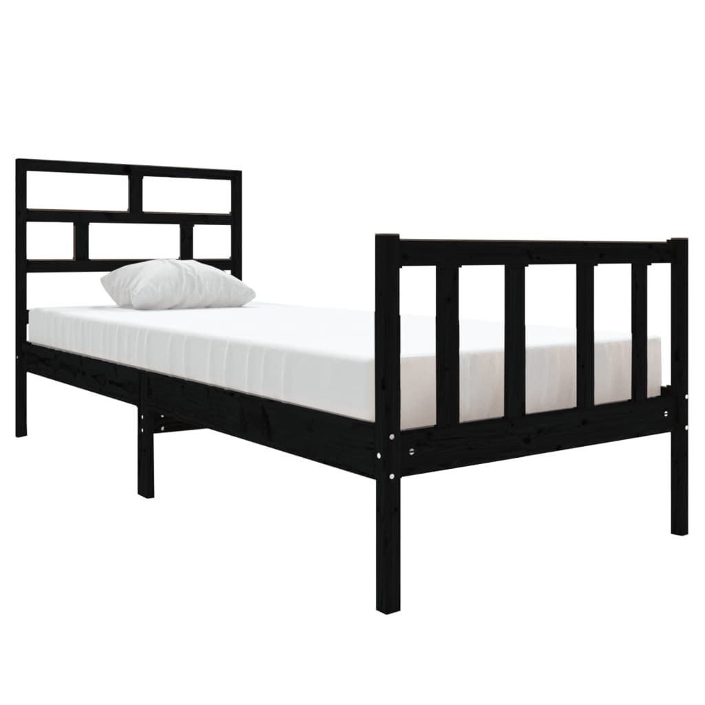 vidaXL Massivholzbett Schwarz Kiefer 75x190 cm