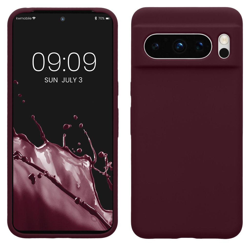kwmobile Handyhülle für Google Pixel 8 Pro Hülle, für Pixel 8 Pro Case - Hülle Silikon - kabelloses Laden - Bordeaux Violett