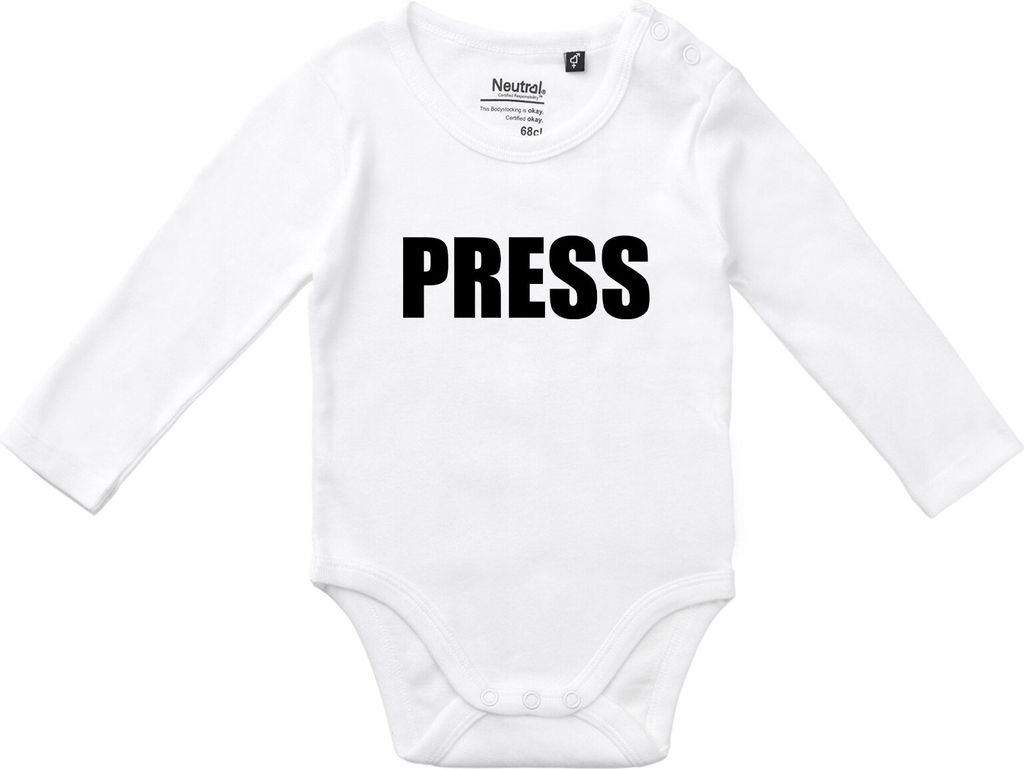 Huuraa Baby Body Press Schriftzug 80 White Baumwolle Fairtrade Langarmbody Geschenkidee