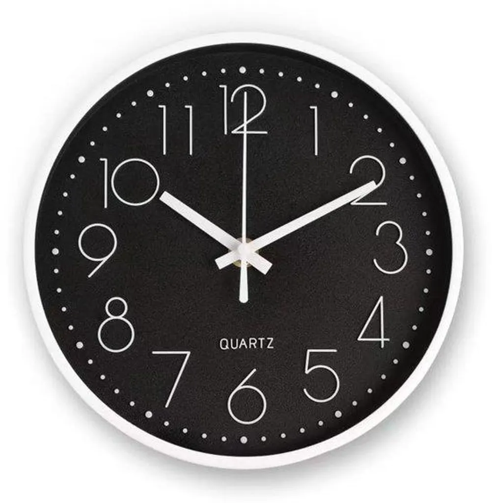 Horloge murale noire 20 cm silencieuse pour dormir sans bruit de tic