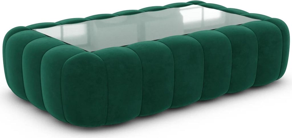 Samtstoff Couchtisch Rectangle Valora Smaragdgrün