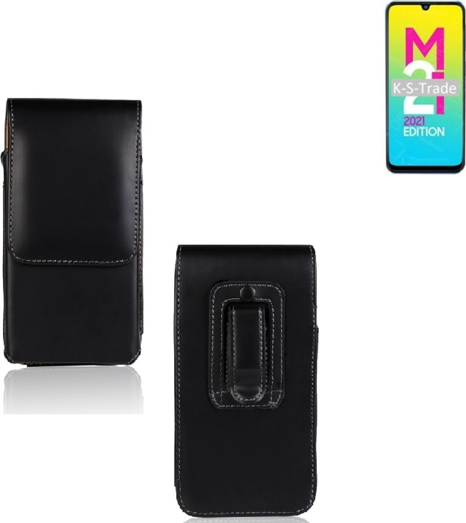 K-S-Trade Gürteltasche für Samsung Galaxy M21 2021 Schutz Hülle Handy Hülle mit Magnetverschluss Holster in schwarz