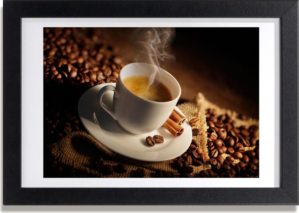 Bild 30x20 MDF-Rahmen, Wandkunst Kaffee in einer Tasse