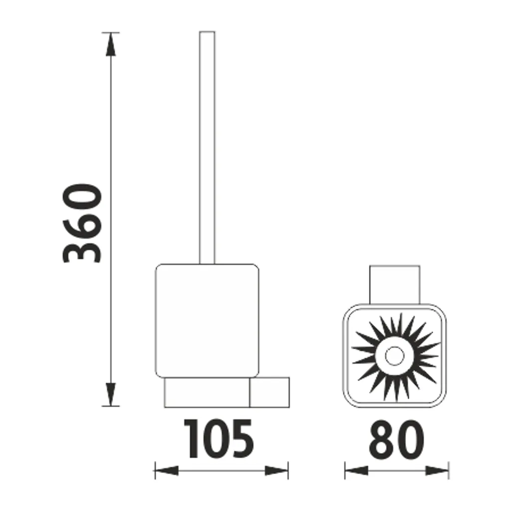 Brosse WC céramique KIBO noire avec tête noire interchangeable
