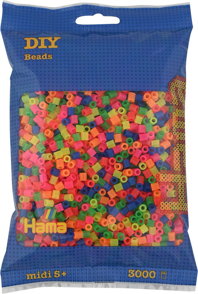 HAMA Bügelperlen midi "Neon-Mix" 3.000er Beutel