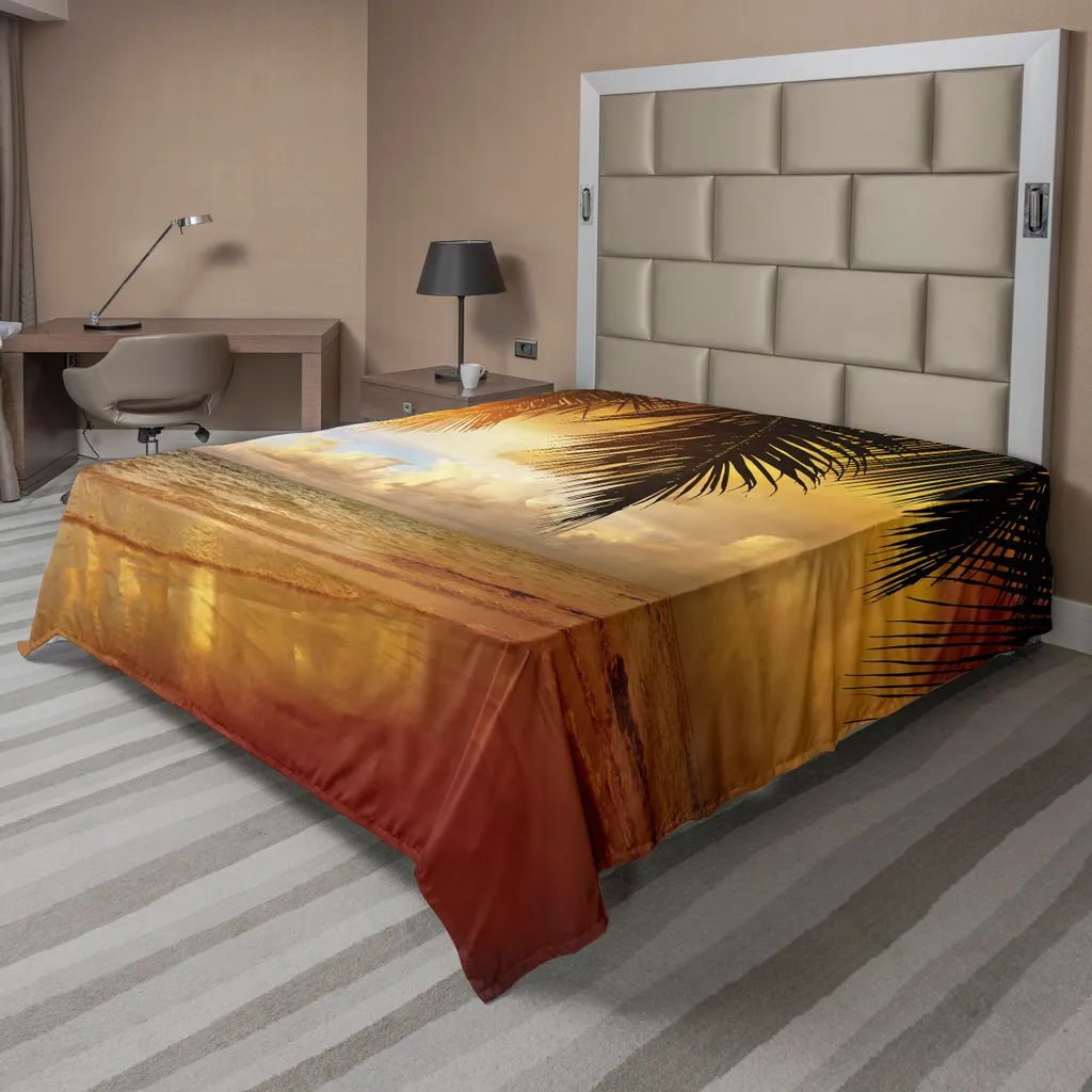 Drap Plat Microfibre Anti-Plis Océan, Literie Douce 266x260 Orange