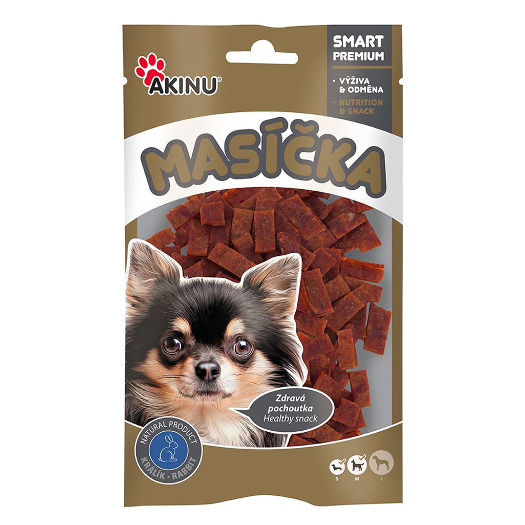 Akinu MASÍČKA Králičí pásky pamlsek pro psy 75 g Obrázek produktu 