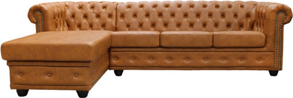 Chesterfield 3-Sitzer Ecksofa in Lederlook