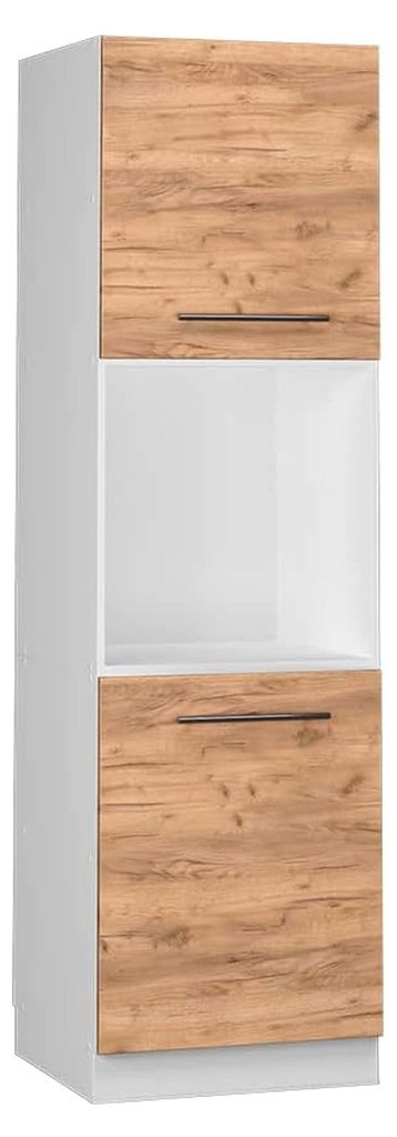 Herdumbauschrank Fame-Line, Goldkraft Eiche, 60 cm mit offenem Regal zur Kombination mit weiteren Modulen der Fame-Line Serie