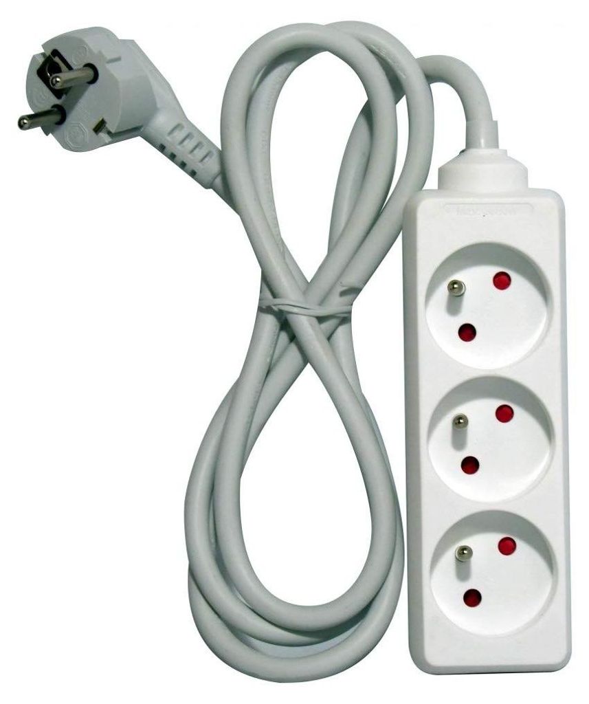 Chacon 48012 3 AC-Ausgänge 1,5 m weiß Verlängerungskabel und Mehrfachstecker