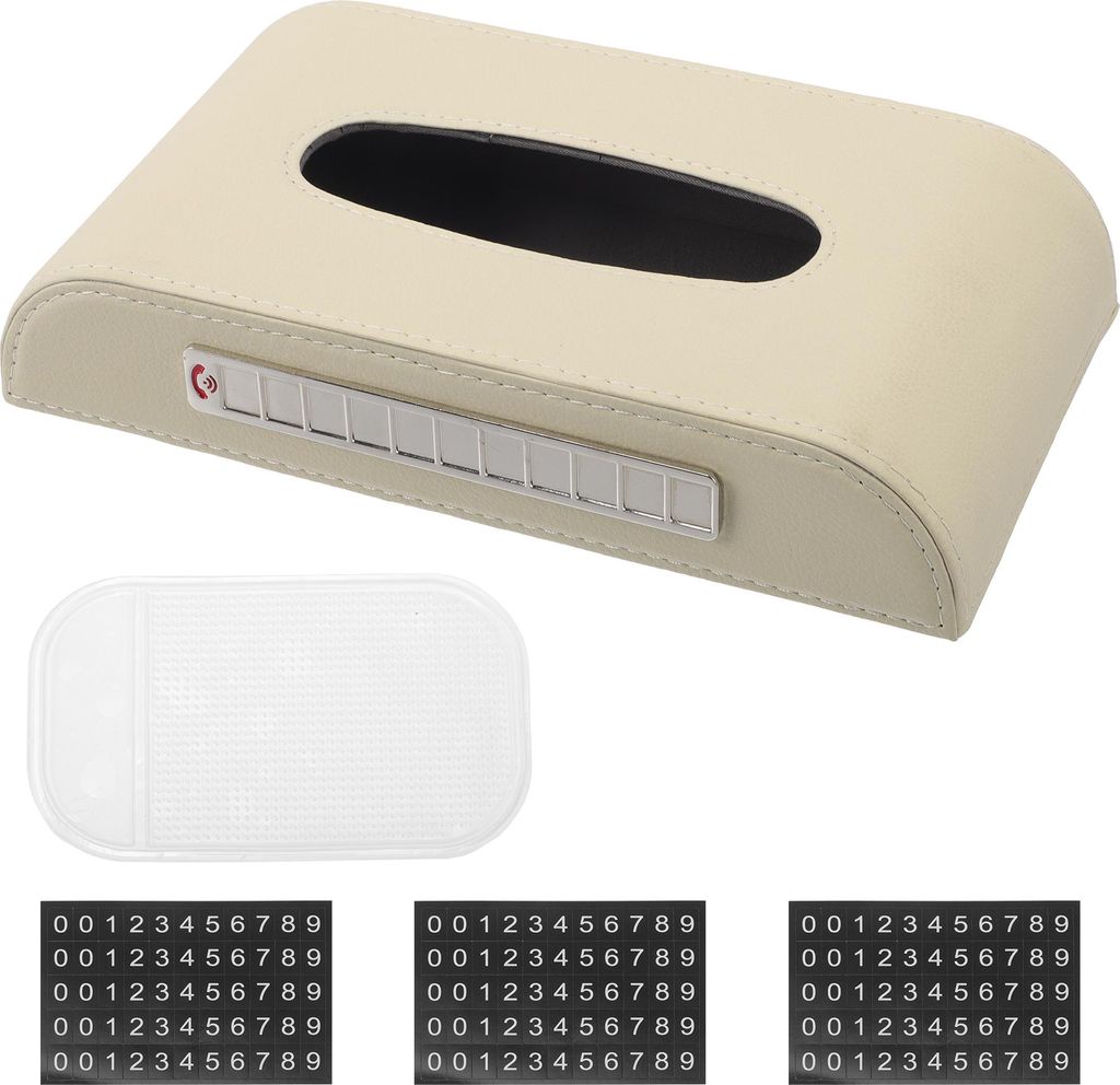 Autotaschenhalter Mit Anti-Rutsch-Matte Autotaschenbox-Organizer Mit Nummernschild Polyurethan9.25"x5.12"x1.77" Beige 1 Stück