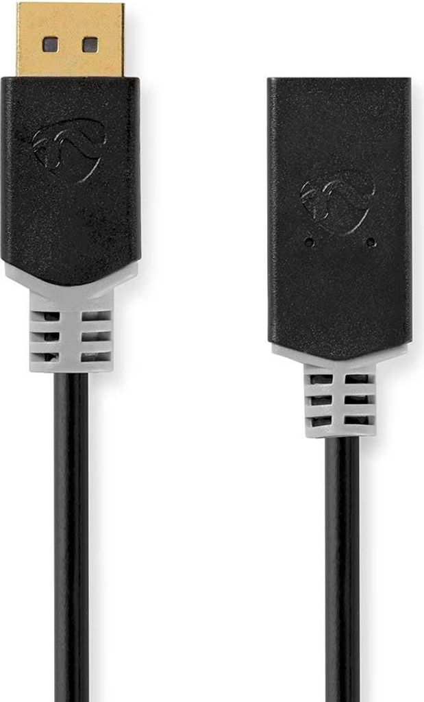 Nedis Displayport-Kabel - DisplayPort Stecker - HDMI Ausgang - 4K@30Hz - Vergoldet - 0.20 m - Rund - PVC - Anthrazit - Box