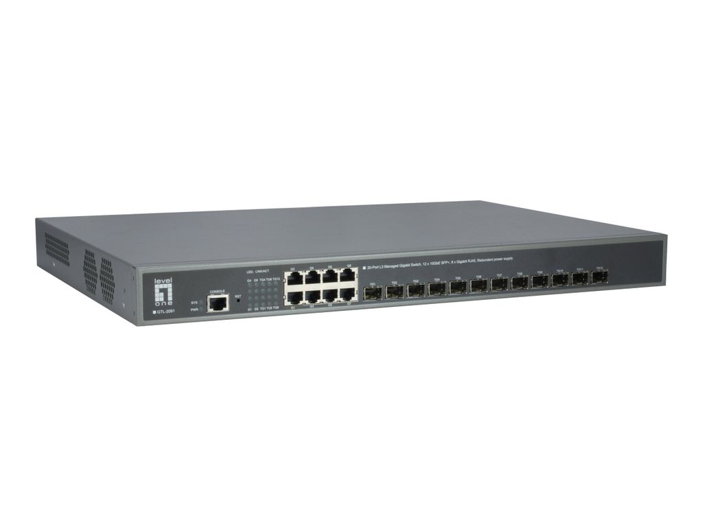 LevelOne GTL-2091 - Switch - L3 - verwaltet - 12 x 10 Gigabit SFP+ + 8 x 10/100/1000