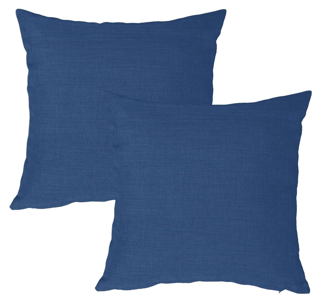 Kissenbezug 2er Set  blau 40x40 cm Struktur Leinenoptik Produktbild 