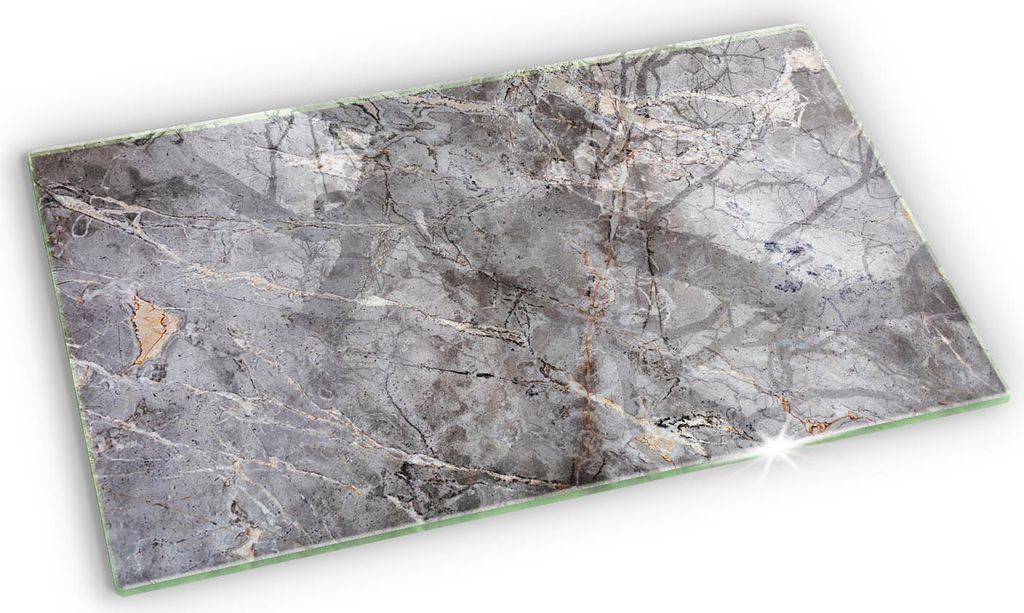 Glasplatte für Grabkerzen Gummifüße Glas Motiv - 52x30 cm - Steinstruktur