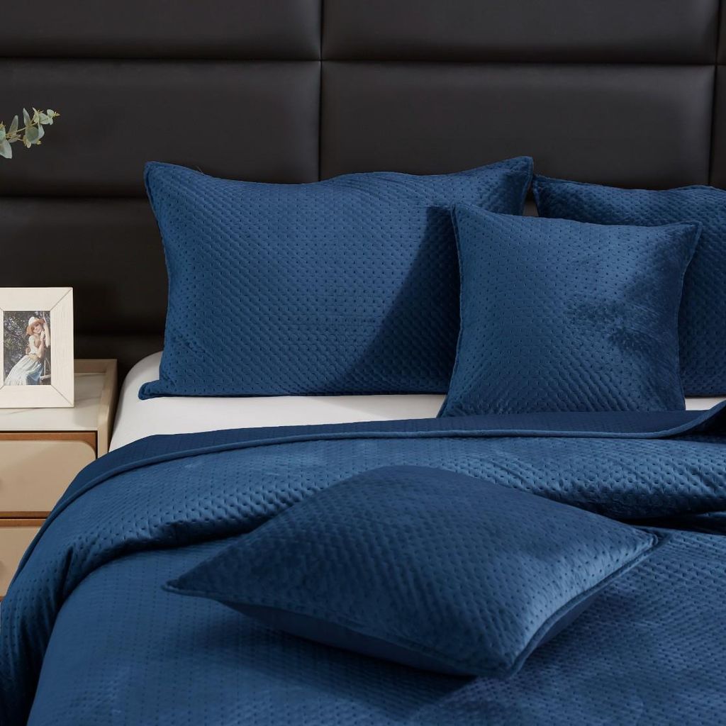 VELOURS-DEKORATIVER KISSENBEZUG MAYA 50x70 in marineblau