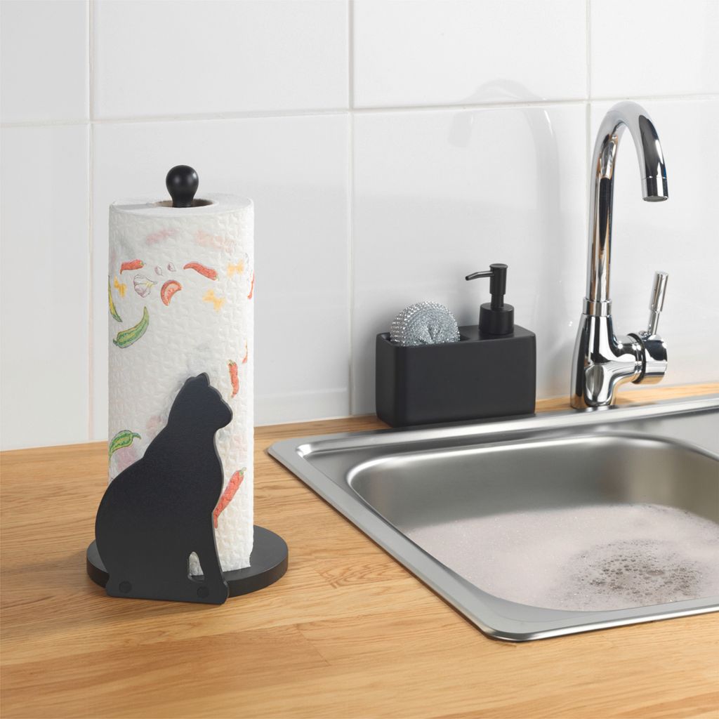 Küchenrollenhalter Katze schwarz, Höhe 30 cm Produktbild 5