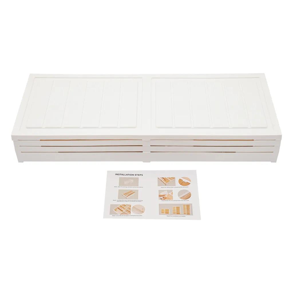 Boîte de rangement à chaussures pliable 3 étages blanc gain de place - 4