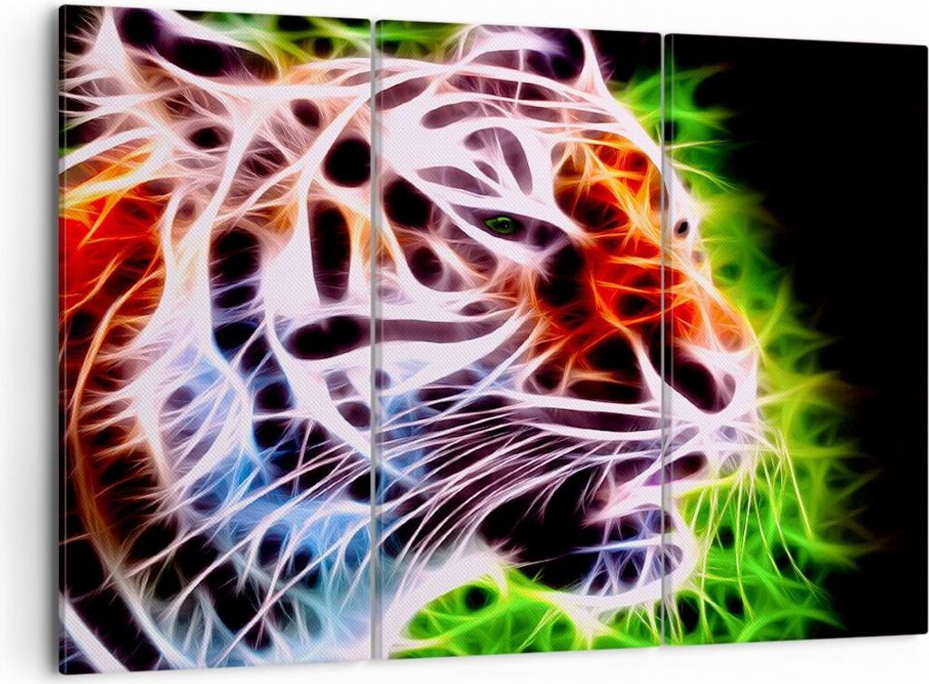 Bild auf Leinwand - Leinwandbild - Afrika aggression tiere tiger - 105x70cm - Wand Bild - Wanddeko - Leinwanddruck - Bilder - Kunstdruck - Wanddeko...