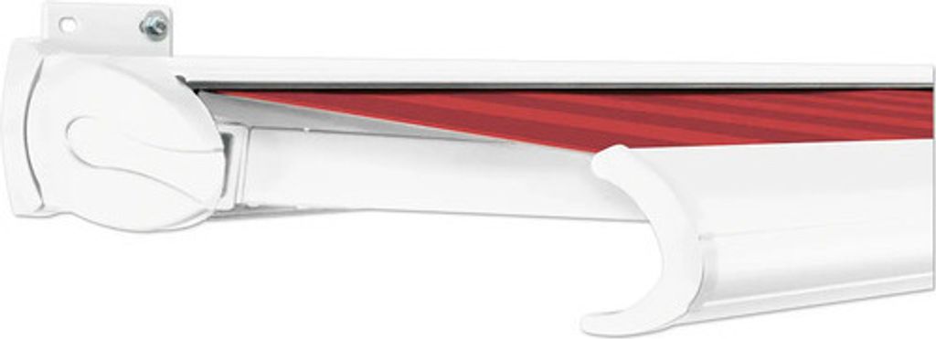 SOLUNA Kassettenmarkise Exclusiv 3,5x2 Stoff Dessin D035 Gestell RAL 9010 verkehrsweiß Antrieb links inkl. Motor und Wan