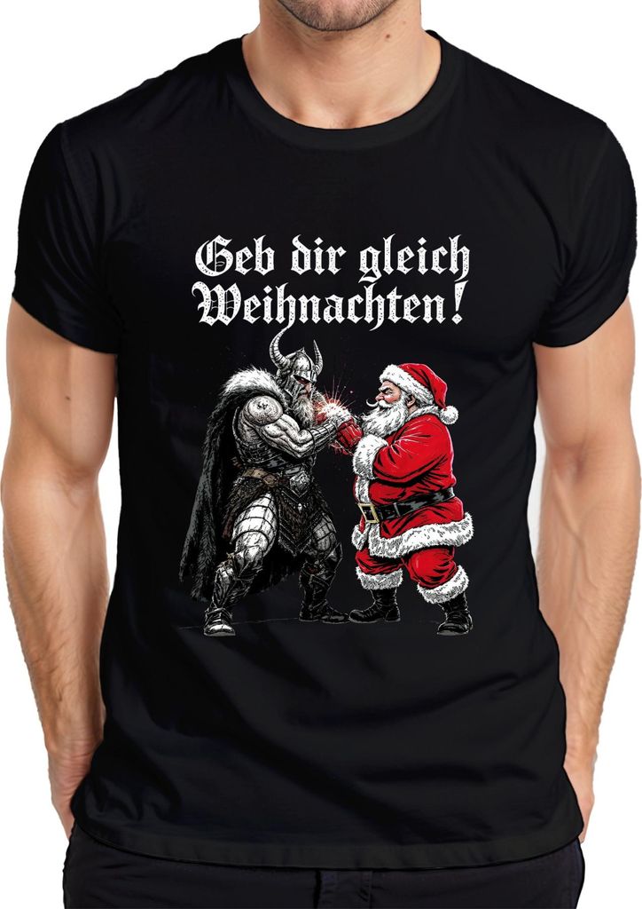 Geh dir gleich Weihnachten! Wikinger Nordisch Yulnacht Weihnachten Herren T-Shirt, Schwarz, S