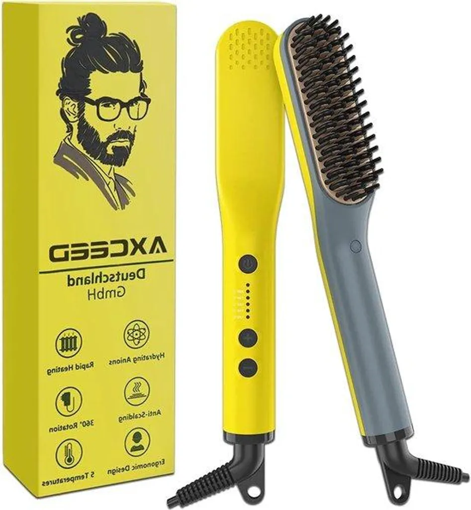 Lisseur Barbe 2-en-1 Électrique Chauffage Rapide 200°C - Noir Mat