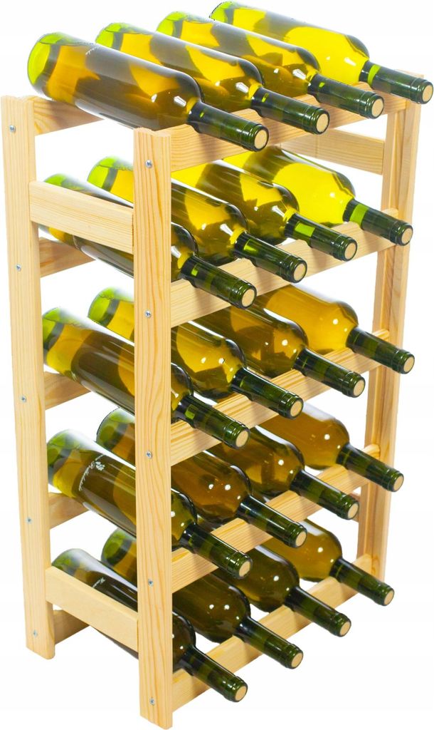 STOLMAK Weinregal aus Holz für 20 Flaschen Natur Kiefernholz 44x70x25 cm Flaschenregal Weinschrank Weinständer Flaschenhalter Kellerregal