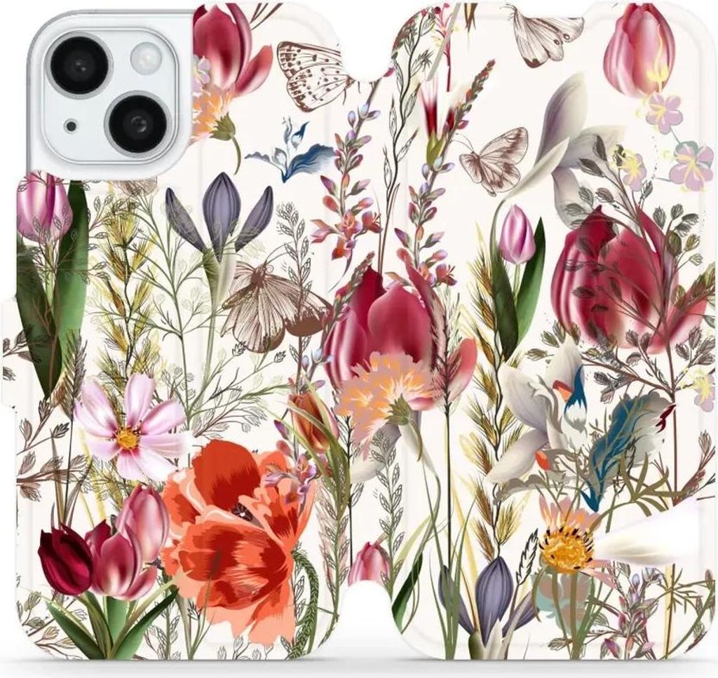 Handyhülle mit klappe für iPhone 15, Mobiwear Book, Blumenstrauß