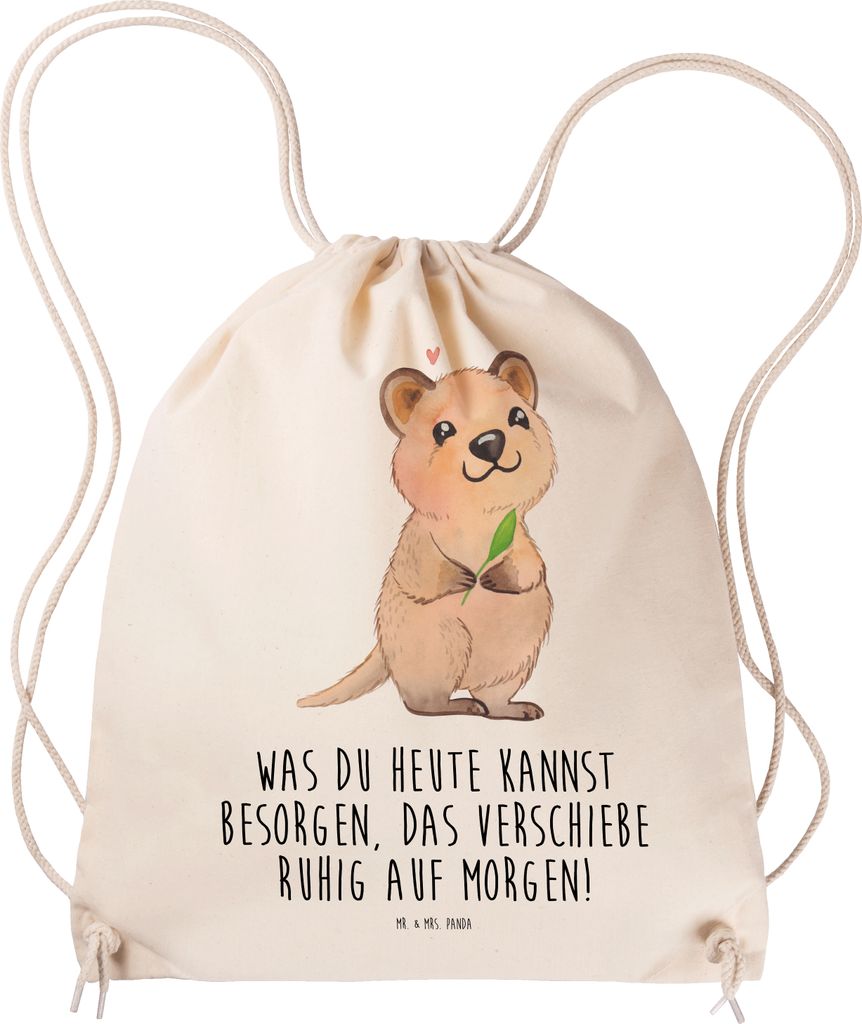 Mr. & Mrs. Panda Stoffbeutel Quokka Happy - Transparent - Geschenk, Gymbag, wander rucksack, Niedliches Tier, Verschieben, Lustiger Spruch, gym tas...