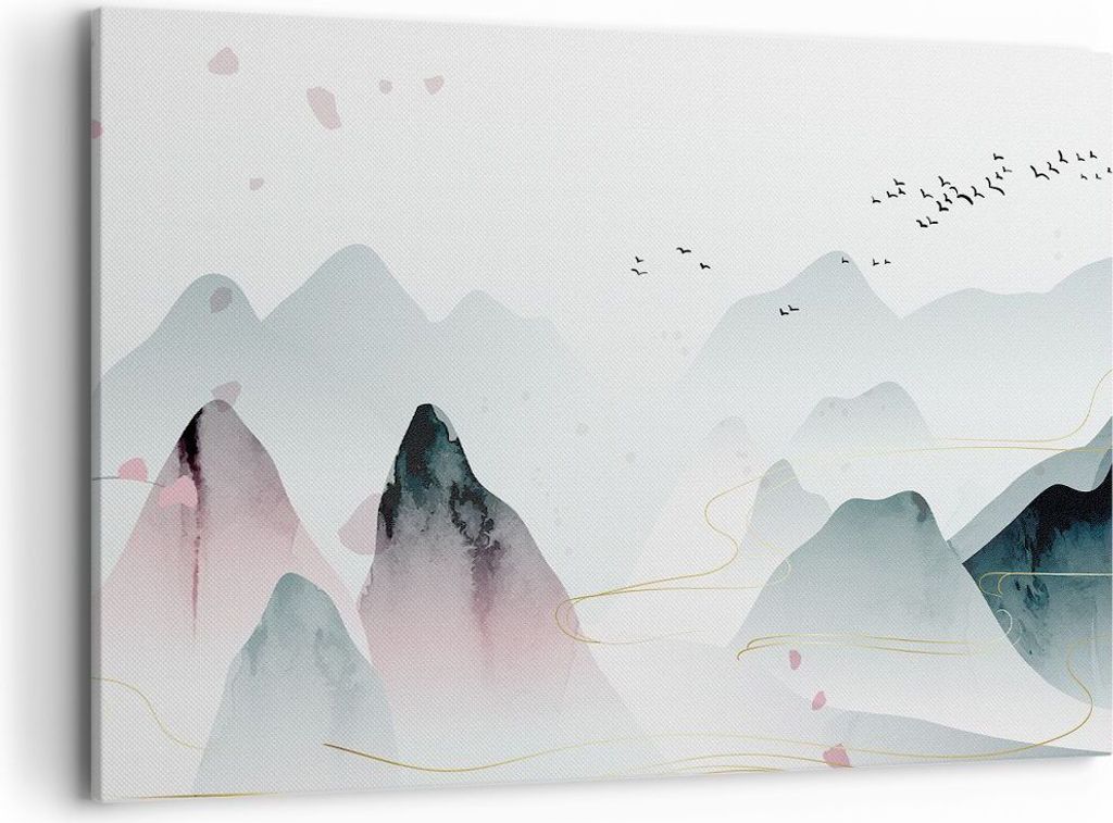 Bild auf Leinwand - Leinwandbild - Einteilig - Berge Vögel Produktbild 
