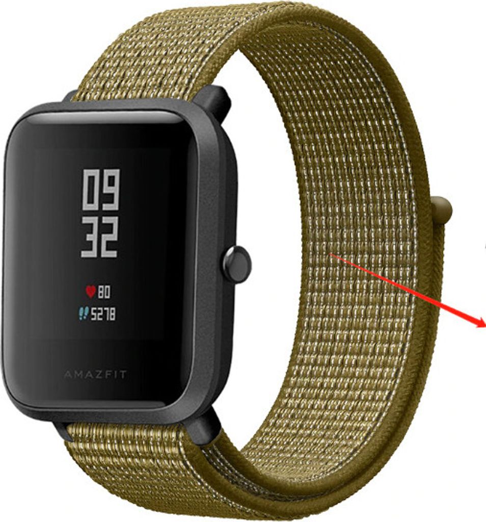 Strap-it Xiaomi Amazfit Bip Armband Nylon (Olive)