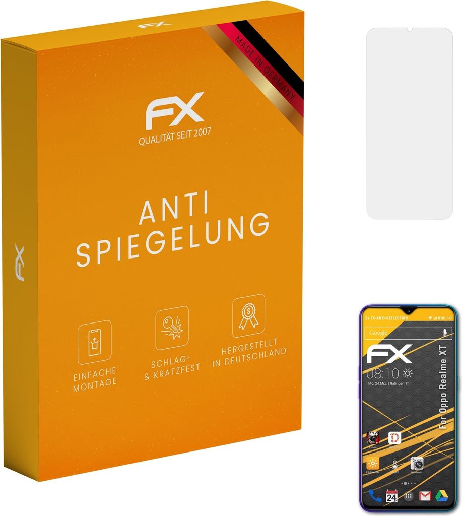 atFoliX FX-Antireflex 3x Schutzfolie kompatibel mit Oppo Realme XT Displayfolie