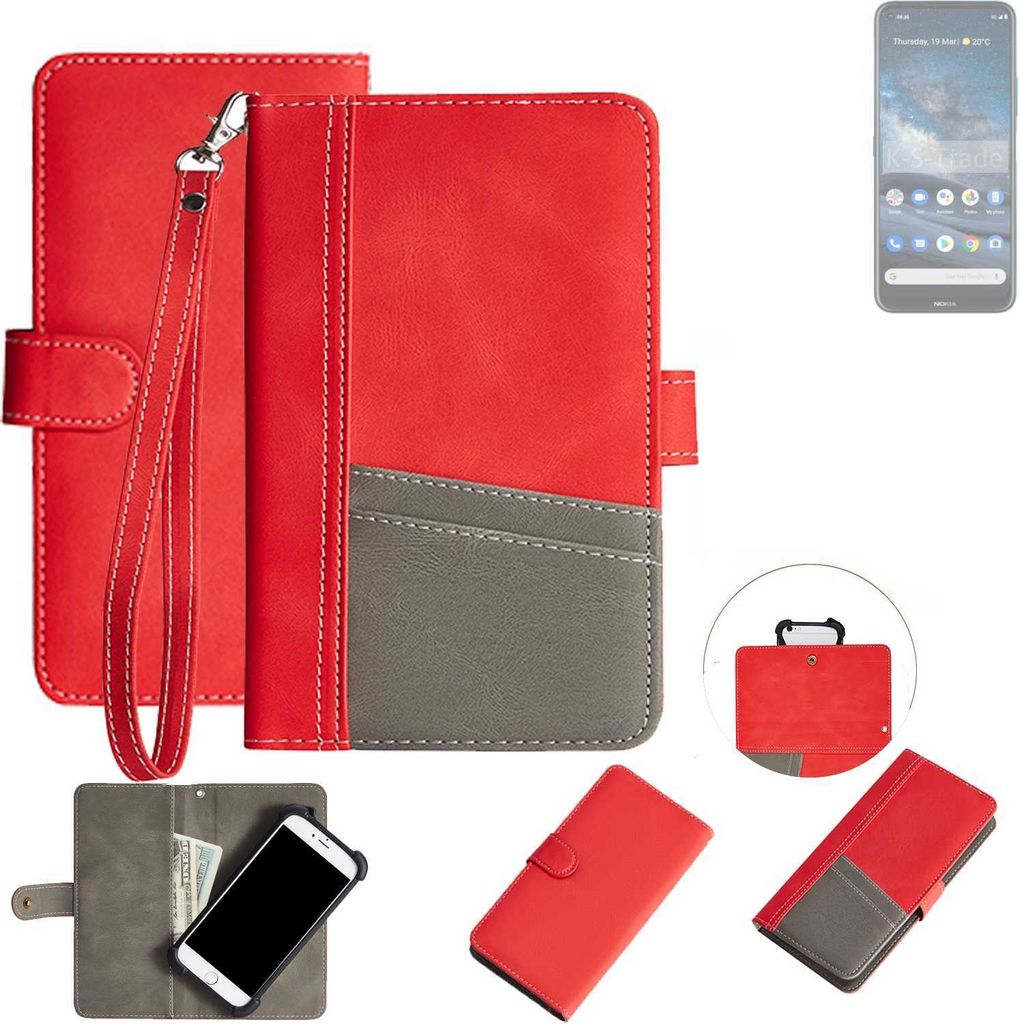 K-S-Trade Handy Schutzhülle für Nokia 8.3 5G Hülle Portemonnee Brieftasche Klapphülle Kartenfächer Flip Wallet Case Etui