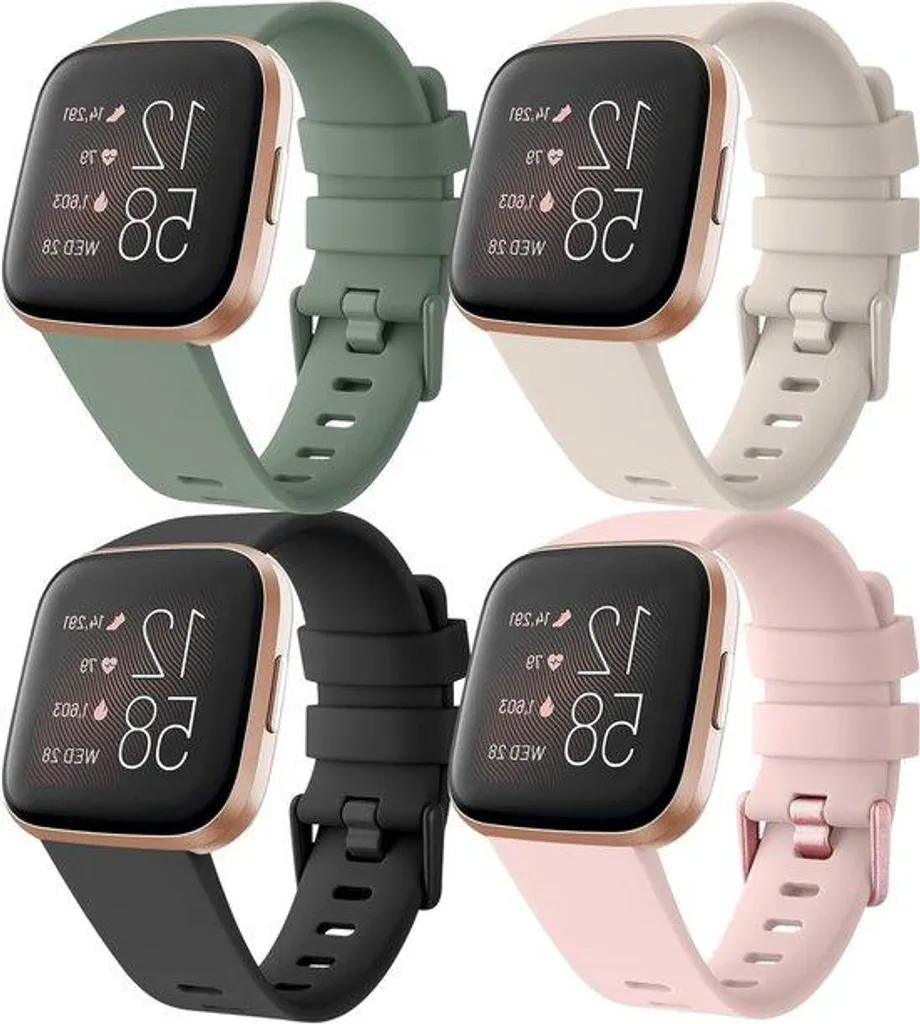 Bracelet silicone sport pour Fitbit anti-irritation noir rose vert L