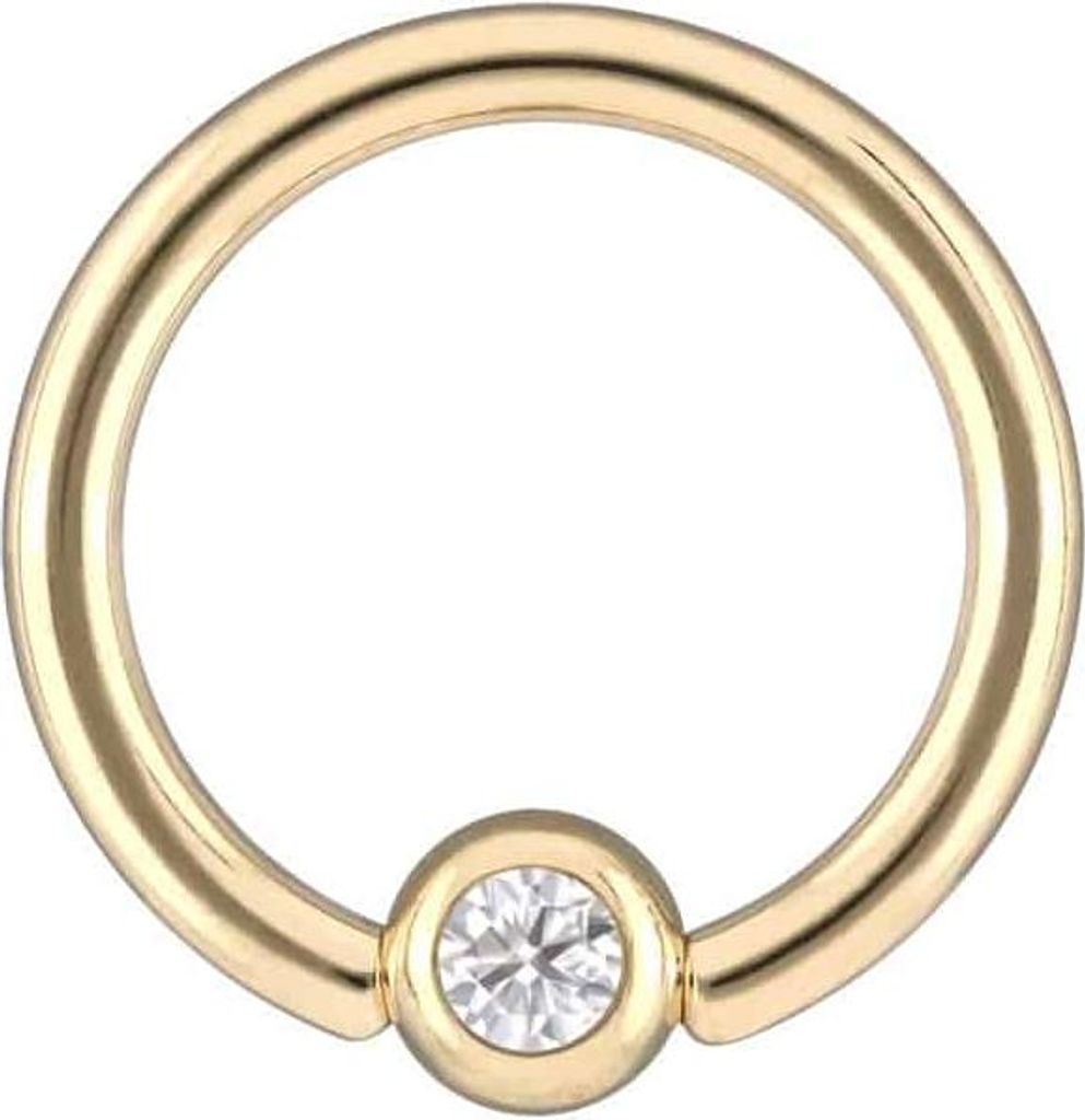 Intim-Piercing, Septum Piercing 14/18 Karat Gold Klemmkugelring MOISSANIT Gold Stabstärke: 1,2mm