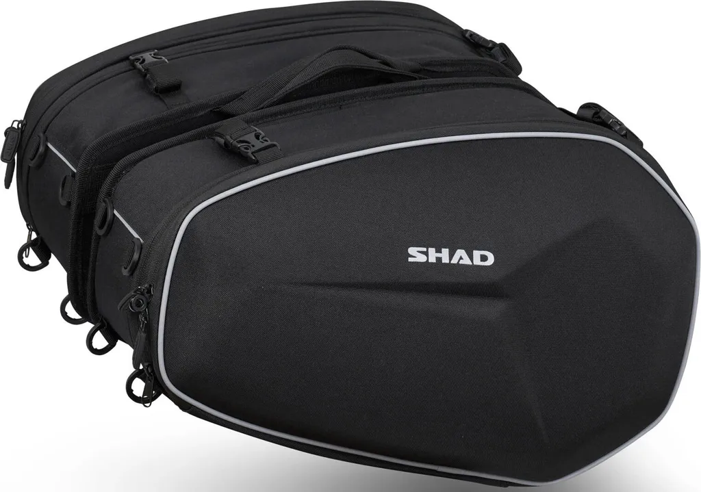 SHAD E48 Sacoches Latérales Moto Extensibles Noir Paire 46L à 58L