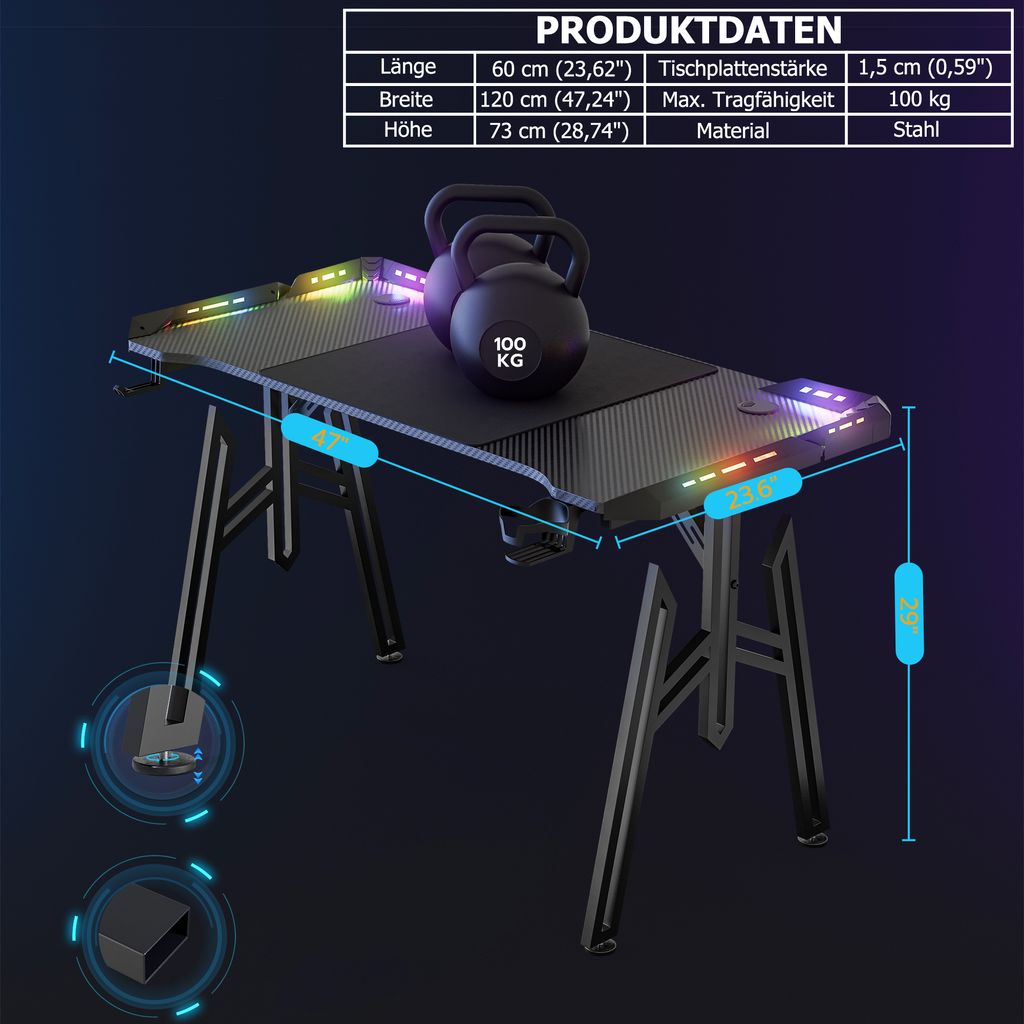 Game bureaus kopen? ️ Vergelijk alle aanbiedingen | UISEBRT 120x60cm Ergonomische Speeltafel Computer Bureau met LED... Gamebureaus met een breedte van 100 tot 125 cm - bol Game bureaus kopen? ️ Vergelijk alle aanbiedingen | UISEBRT 120x60cm Ergonomische Speeltafel Computer Bureau met LED... Gamebureaus met een breedte van 100 tot 125 cm - bol
